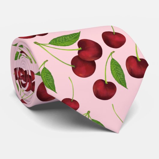 Waterverf Cherry Stropdas (Opgerold)