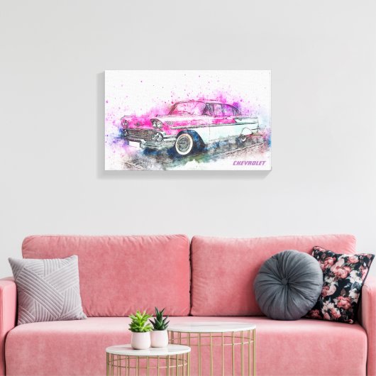 Waterverf Chevrolet Vintage Canvas Afdruk (Insitu (Woonkamer))