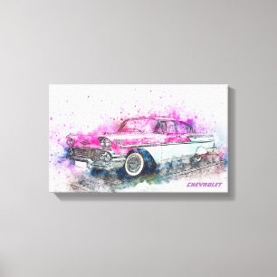 Waterverf Chevrolet Vintage Canvas Afdruk