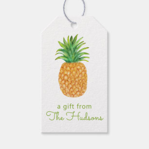 Waterverf Chevron ananas Cadeaulabel
