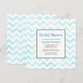 Waterverf Chevron Bridal Shower (blauw) Kaart (Voorkant / Achterkant)