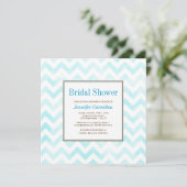 Waterverf Chevron Bridal Shower (blauw) Kaart (Staand voorkant)
