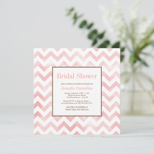 Waterverf Chevron Bridal Shower Kaart (Staand voorkant)