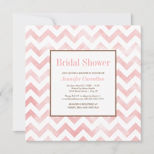 Waterverf Chevron Bridal Shower Kaart (Voorkant)