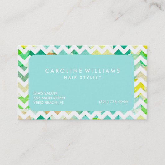 Waterverf Chevron Haarstylist Benoeming Afsprakenkaartje (Voorkant)