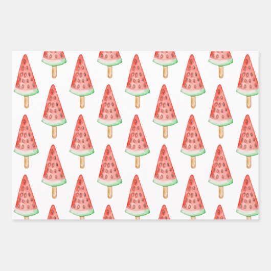Waterverf Chevron Watermelon Popsicle Inpakpapier Vel (Voorkant)