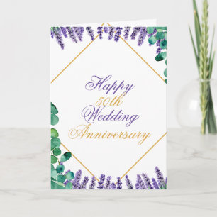 Waterverf Chic 50ste bruiloft Jubileum Kaart