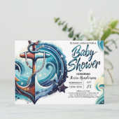 Waterverf Chic Anker Baby shower Kaart (Staand voorkant)