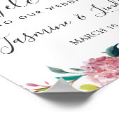 Waterverf Chic Blush Floral Weddenschap Welkomstte Poster (Hoek)