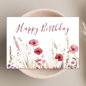 Waterverf Chic Boho Wildflower Happy Birthday Kaart