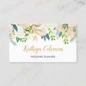 Waterverf Chic Cream Floral Wedding Event Planner Visitekaartje (Voorkant)