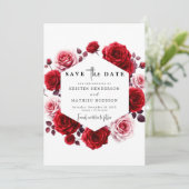 Waterverf Chic Crimson Red Wedding Save The Date (Staand voorkant)