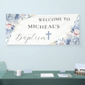 Waterverf Chic Dusty Blue Floral Baby Boy Doop Spandoek (Beurs)