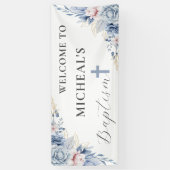 Waterverf Chic Dusty Blue Floral Baby Boy Doop Spandoek (Verticaal)