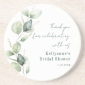 Waterverf Chic Eucalyptus Bruiloftsfeest Swag Zandsteen Onderzetter (Voorkant)