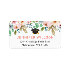 Waterverf Chic Floral Afstuderen Afstuderen Pet Etiket