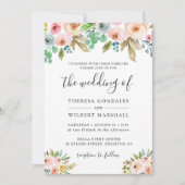 Waterverf Chic Floral Foto Weddenschap Kaart (Voorkant)