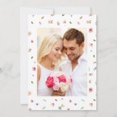Waterverf Chic Floral Foto Weddenschap Kaart (Achterkant)