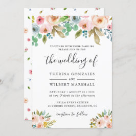 Waterverf Chic Floral Foto Weddenschap Kaart