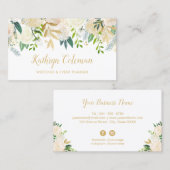 Waterverf Chic Floral Gold Wedding Event Planner Visitekaartje (Voorkant / Achterkant)