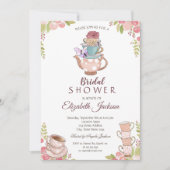 Waterverf Chic Flowers Teapot Vrijgezellenfeest Kaart (Voorkant)