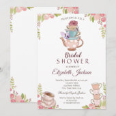 Waterverf Chic Flowers Teapot Vrijgezellenfeest Kaart (Voorkant / Achterkant)