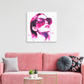 Waterverf Chic Glam Mode Vrouwenportret Canvas Afdruk (Insitu (Woonkamer))