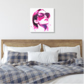 Waterverf Chic Glam Mode Vrouwenportret Canvas Afdruk (Insitu (Slaapkamer))