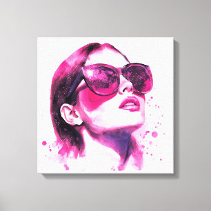 Waterverf Chic Glam Mode Vrouwenportret Canvas Afdruk