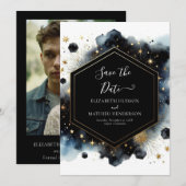 Waterverf Chic Hemelse Huwelijk Save The Date (Voorkant / Achterkant)