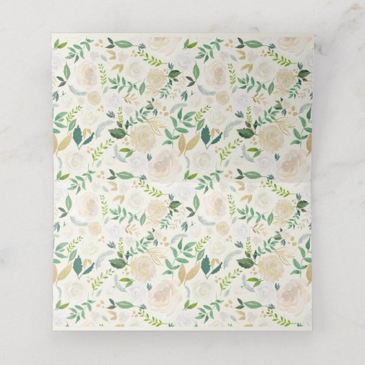 Waterverf Chic Ivory Floral String Lights Wedding Plaatskaartje (Binnenkant ongevouwen)