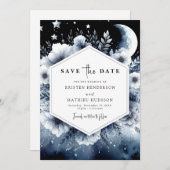 Waterverf Chic Moonlit bruiloft Save The Date (Voorkant / Achterkant)