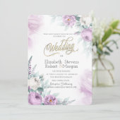 Waterverf Chic Paarse Bloemen Kaart (Staand voorkant)