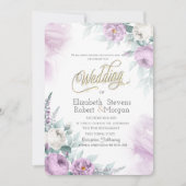 Waterverf Chic Paarse Bloemen Kaart (Voorkant)