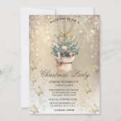 Waterverf Chic Pine Tree Sneeuwvlokken Goud Kaart (Voorkant)