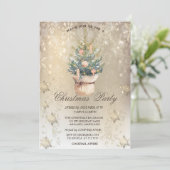 Waterverf Chic Pine Tree Sneeuwvlokken Goud Kaart (Staand voorkant)