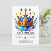 Waterverf Chic Prince Crown Verjaardag Kaart (Staand voorkant)