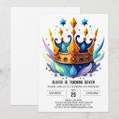 Waterverf Chic Prince Crown Verjaardag Kaart (Voorkant / Achterkant)