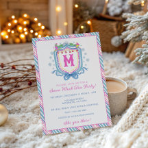 Waterverf Chic Ski Monogram Wapen Feest