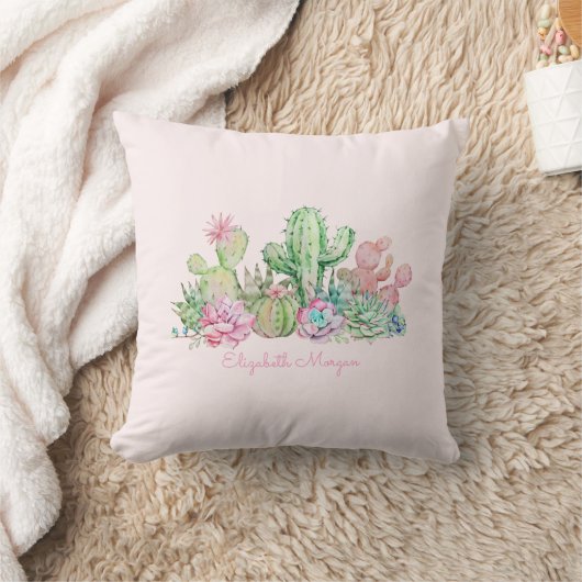 Waterverf Chic Succulenten Kussen (Deken)