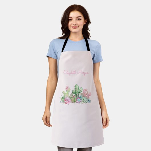 Waterverf Chic Succulenten Schort (Gedragen)