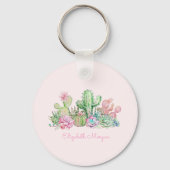 Waterverf Chic Succulents Sleutelhanger (Voorkant)