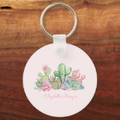 Waterverf Chic Succulents Sleutelhanger (Voorkant)