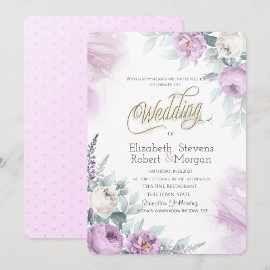 Waterverf Chic Violet Flowers Kaart (Voorkant / Achterkant)