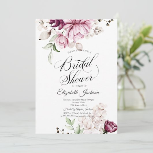 Waterverf Chic Violet Flowers Vrijgezellenfeest Kaart (Staand voorkant)