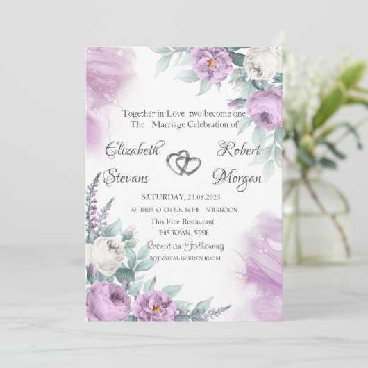 Waterverf Chic Violet Rozen Kaart (Staand voorkant)