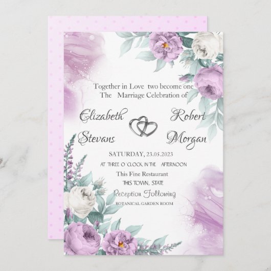 Waterverf Chic Violet Rozen Kaart (Voorkant / Achterkant)