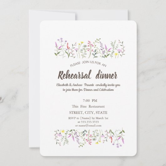 Waterverf Chic Wildflower Kaart (Voorkant)