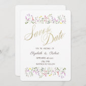 Waterverf Chic Wildflower Save The Date (Voorkant / Achterkant)