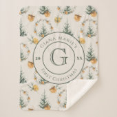 Waterverf Chic Winter "Baby's First Christmas" Sherpa Deken (Voorkant)